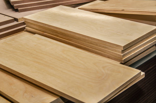 board chipboard cut parts for furniture production close-up